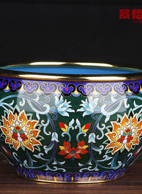 景泰蓝招财转运缸聚宝盆铜胎掐丝送老外朋友长辈外事乔迁礼品摆件