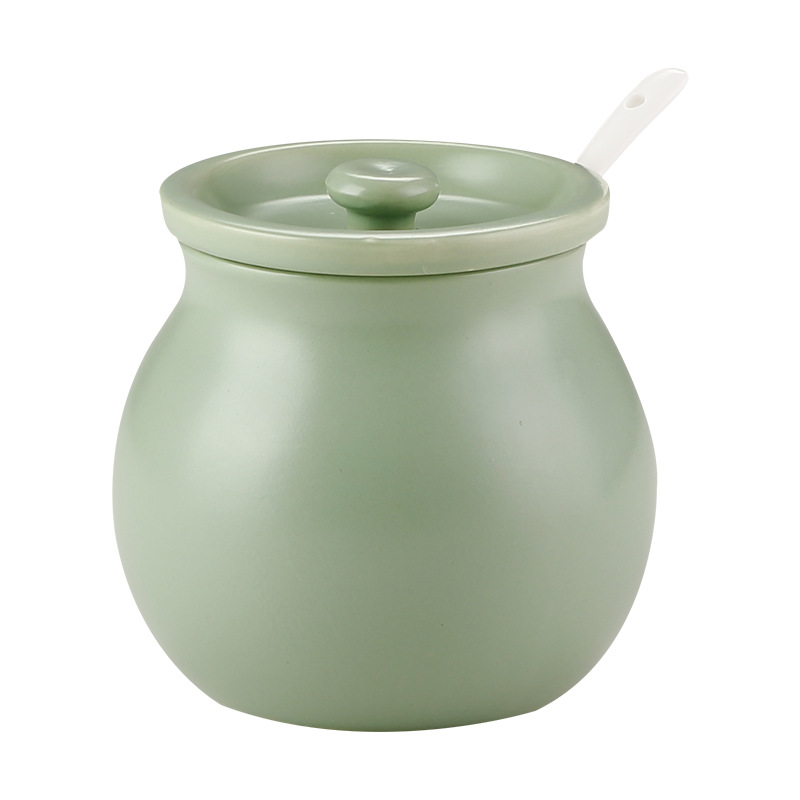 陶瓷猪油罐带盖子耐高温辣椒油罐陶瓷调味罐辣子罐厨房盐罐子大容