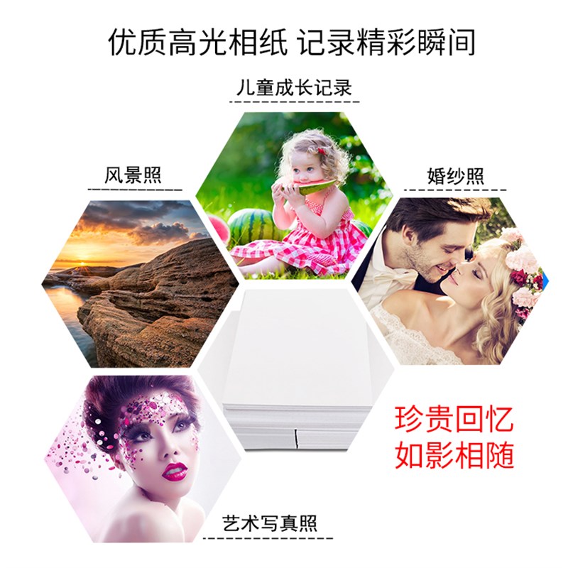 相纸A4喷墨照片打印纸4R高光防水RC5寸7寸8寸A5照片纸A6相片纸A3