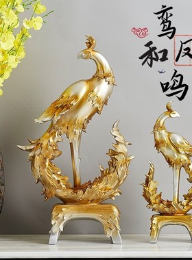 新中式凤凰摆件客厅酒柜装饰品电视柜桌面玄关摆设乔迁新居礼品小