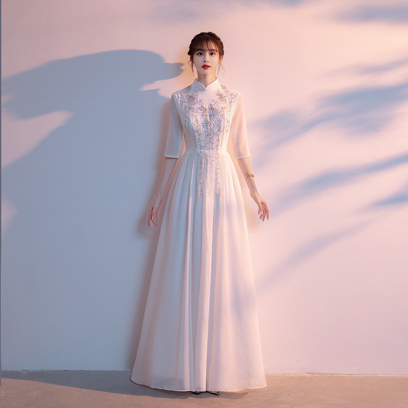 好货合唱礼服女长裙气质中国风古筝演出服成人指挥服集体大合唱演