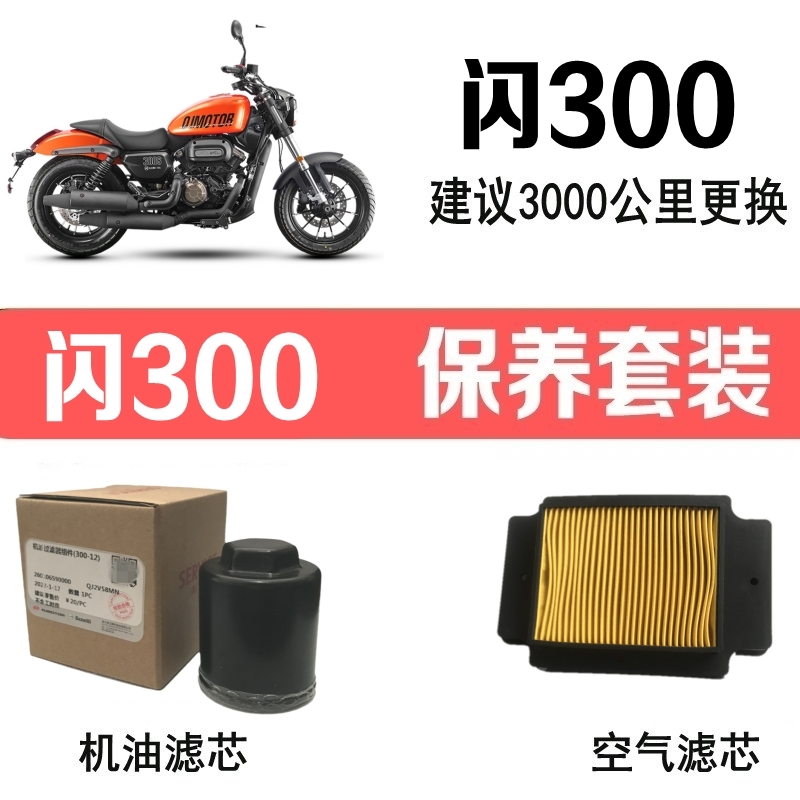 适用钱江闪300S机油滤芯原装空气滤芯QJ300-12机滤空滤机油格空气