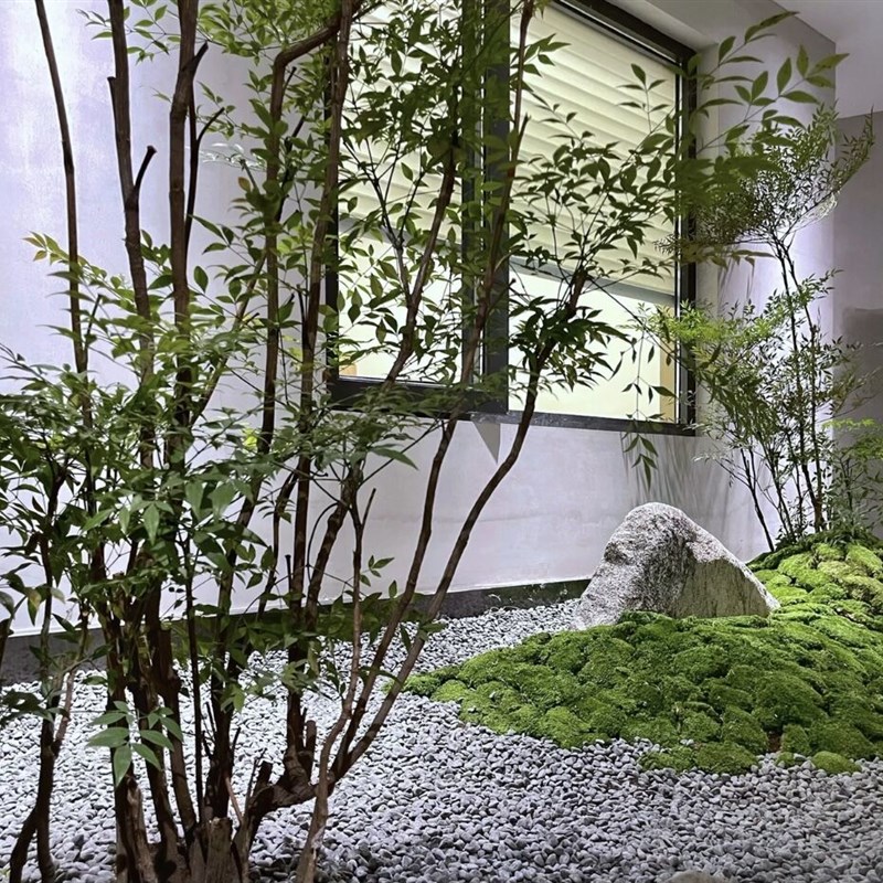 好货现代中式落地景观设计橱窗室内楼梯拐角角落空间软装绿植造景