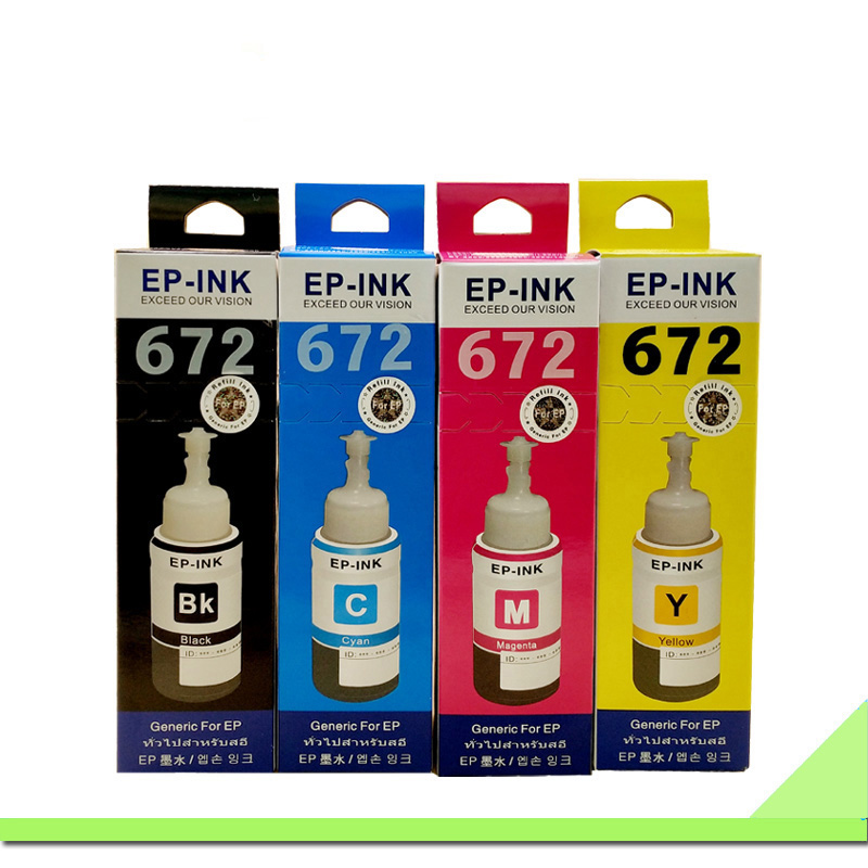 适用爱普生墨水672四色L360L380L383L310L313L363L351L1300打印机
