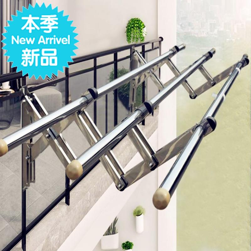 长沙不锈钢家用阳台外伸缩折叠晾衣晒被3杆户33外推拉晾衣架晒衣