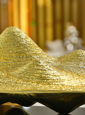 假山招财摆件玄关桌面装饰品酒店前台大型雕塑轻奢新中式客厅摆设