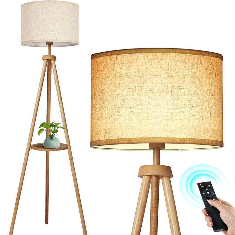 一体落地灯置物架台灯客厅沙发旁边实木美式卧室床头柜落地灯