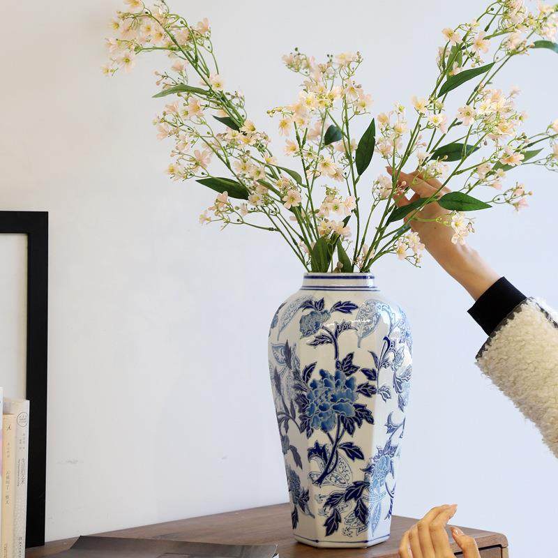 新款陶瓷花瓶青花瓷高级感花器可水培六方瓶子家居摆件客厅装饰品,农机/农具/农膜,播种栽苗器/地膜机,淘宝优惠券,粉丝福利购,淘宝优惠卷