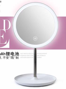 智能充电B0118便携LED带灯化妆镜学生宿舍桌面发光镜子创意公主镜