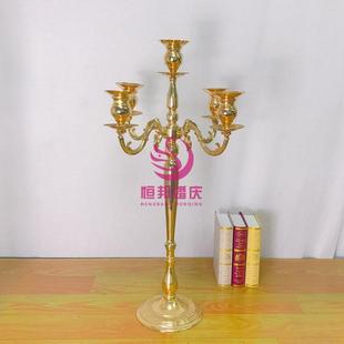 欧式金属铁艺五头烛台婚庆装饰道具复古蜡烛台摆件酒店家居装饰