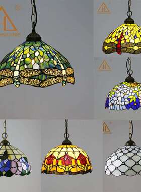 汇璟蒂凡尼灯具跨境客厅卧室书房蜻蜓花朵欧式酒店吊灯酒吧氛围灯