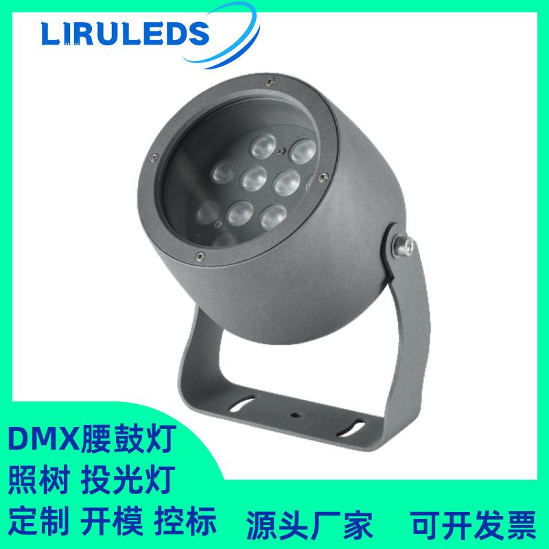 LED户外全结构防水抱箍泛光灯DMX512全彩染色恒功率36W投光灯
