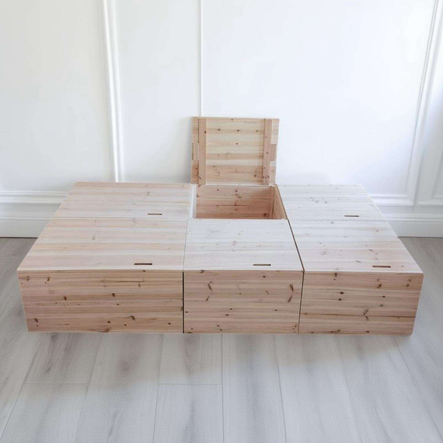 榻榻米木箱子拼床储物箱卧室地台飘窗柜拼接床加宽实木收纳箱