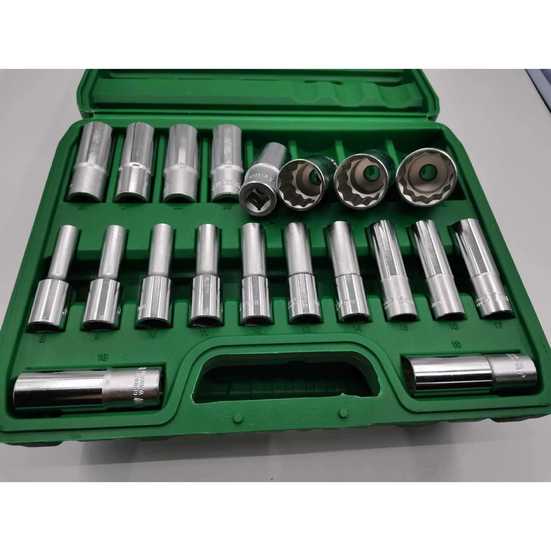 梅花套筒加长8cm大飞接口套头汽机修专用烙凡钢8—32整套12角盒装