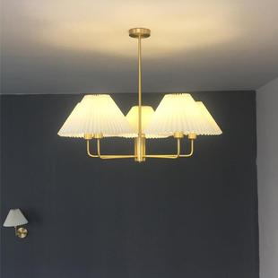 简约百褶吊灯设计师创意北欧客厅吸顶灯卧室书房餐厅灯具 全铜美式