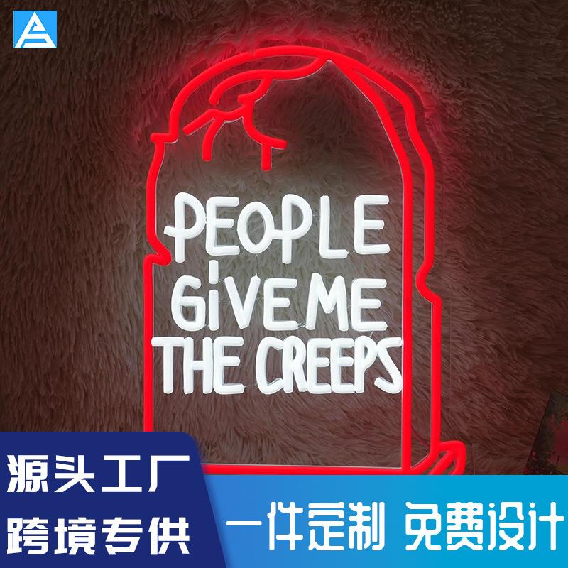 跨境led万圣节新品霓虹灯装饰灯人物图案亚克力LED造型节日氛围灯