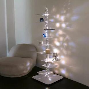 新款高级氛围感光影书架现代艺术客厅意式极简卧室置物架落地灯