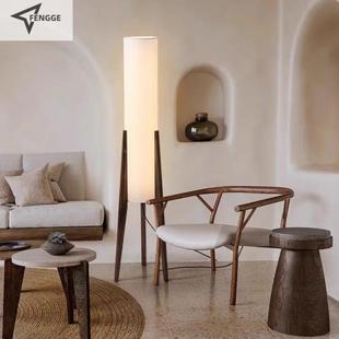 落地灯中古复古个性艺术卧室床头装饰台灯胡桃木色客厅沙发灯实木