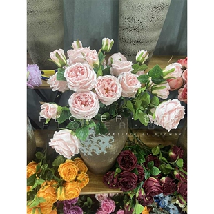 3头奥斯汀仿真花橱窗软装美陈家居摆件婚庆花艺