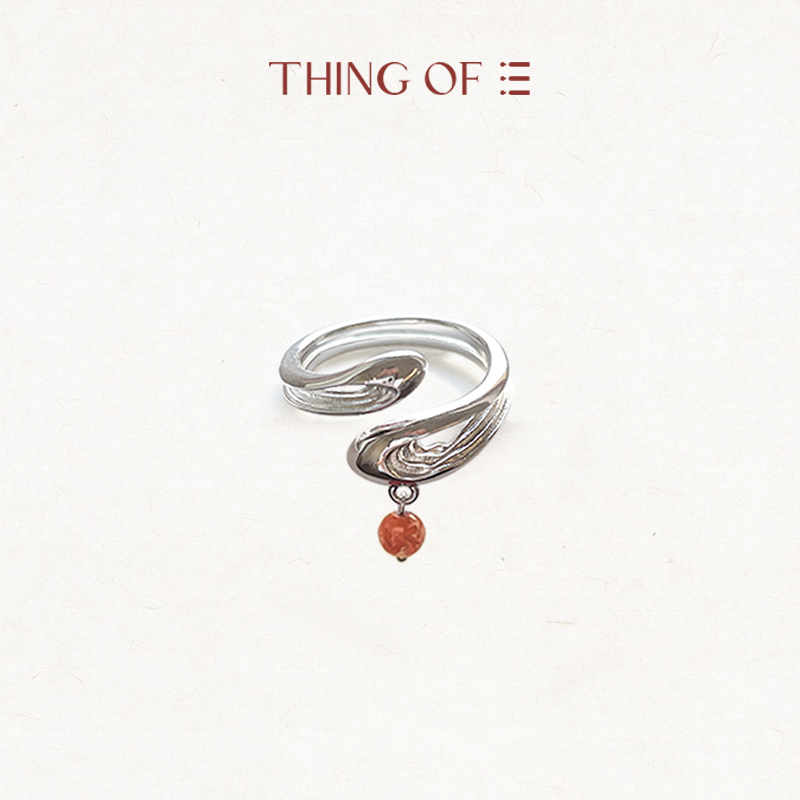 [韩雪同款] THING OF E【赤】系列 湖泊状滴石开口戒指 吊坠原创