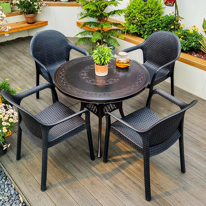 户外桌椅庭院别墅花园组合露天阳台露台欧式休闲家具室外铸铝桌椅