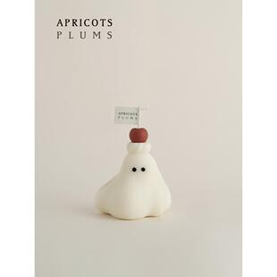 杏和李子小生境设计可爱的幽灵手工香薰蜡烛生日礼物家庭装饰