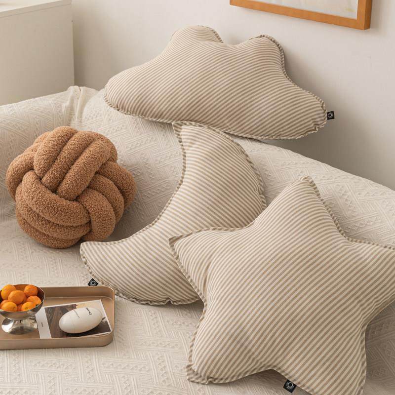 北欧ins棉麻条纹抱枕客厅沙发靠背星星月亮创意靠枕民宿床头靠垫,居家布艺,靠垫/抱枕,淘宝优惠券,粉丝福利购,淘宝优惠卷