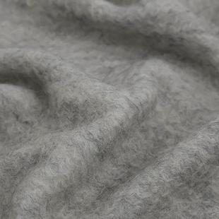 面料 高端限量浅灰色水波纹长毛澳毛针织羊毛顺毛羊绒布料大衣服装