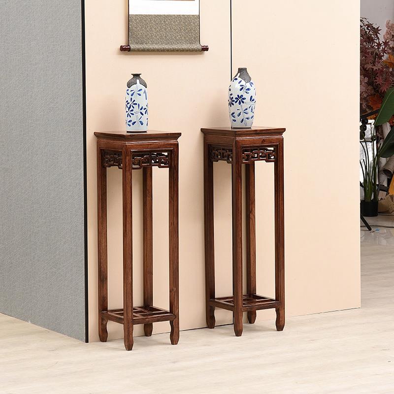 实木花架彷红木中式家用客厅彷古花几室内置物架榆木盆景架子包邮