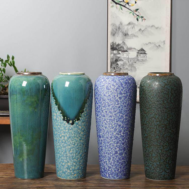 35CM高颜值高级感花瓶景德镇陶瓷青花花瓶家居摆饰样板房金边花器,家居饰品,花瓶,淘宝优惠券,粉丝福利购,淘宝优惠卷