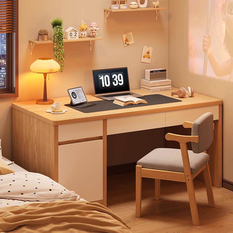 实木书桌卧室带抽屉电脑桌书房家用长方形学习桌办公桌写字工作台