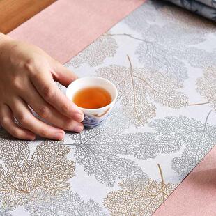 中国风禅意防水茶席垫子套装 茶台长条桌布 中式 田园桌旗轻奢高端
