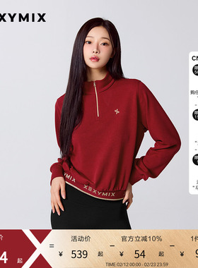 【CNY新春系列】xexymix杰克茜女金色logo半拉链卫衣XFL1TL1199C