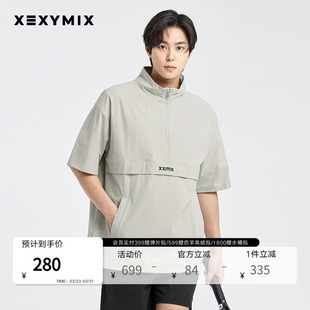 xexymix杰克茜韩国进口男小标梭织短袖 夹克拉链运动休闲XMMJK02J2