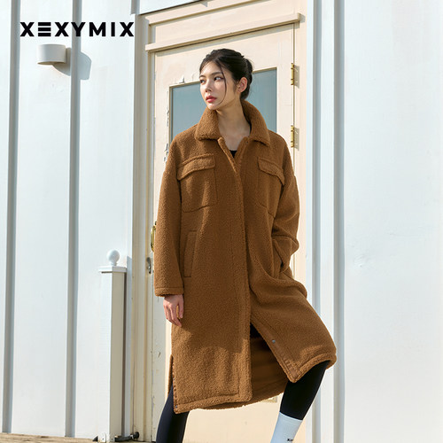 xexymix长款仿羊羔绒外套