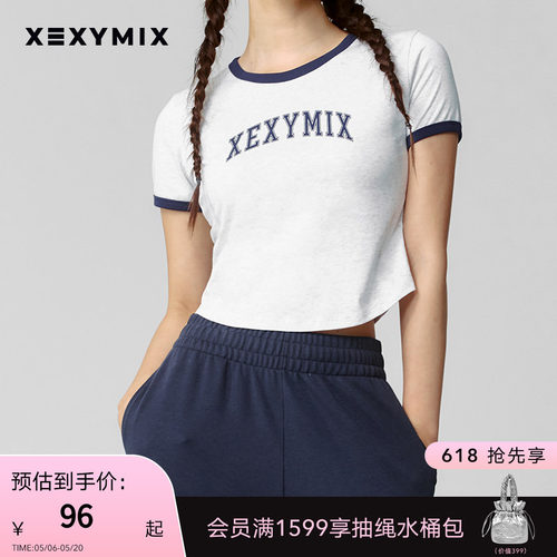 xexymix杰克茜韩国进口女LOGO印花短袖T网球服健身跑步XTFST04J3
