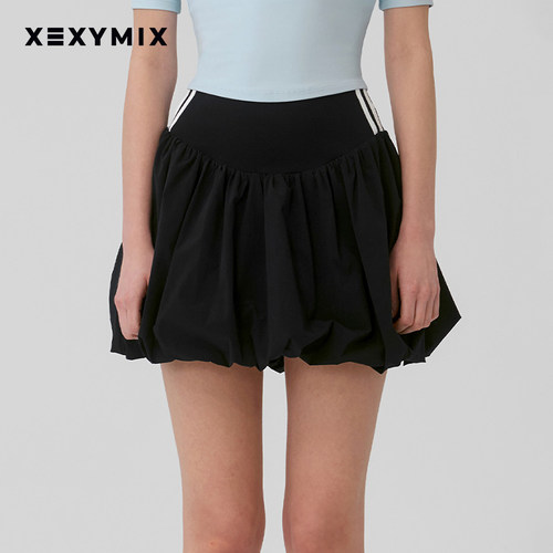 xexymix侧腰撞色设计气球裙