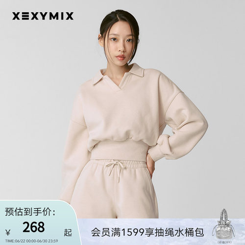 xexymix杰克茜韩国进口女小翻领拉绒套头卫衣保暖百搭 XTFMT11J3