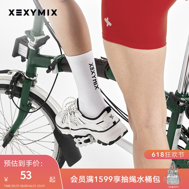 xexymix女后标LOGO薄款中筒袜