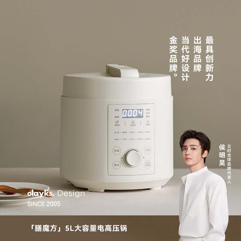 olayks立时日韩定制同款电压力锅家用5L大容量多功能高压锅饭煲锅