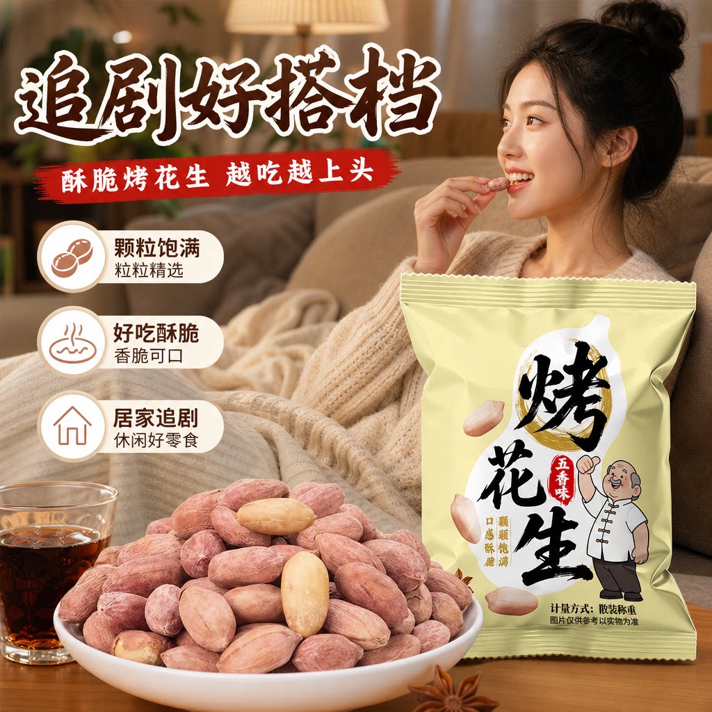 尚恰脱油五香烤花生新货下酒图片