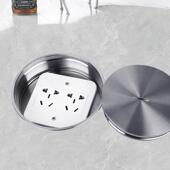 圆形通体304不锈钢地插座隐形大理石瓷砖螺旋式 镶嵌式 纯平地插
