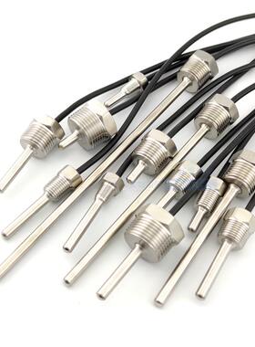 PT100铂热电阻温度传感器不锈钢防水探头螺纹固定1分2分3分4分6分
