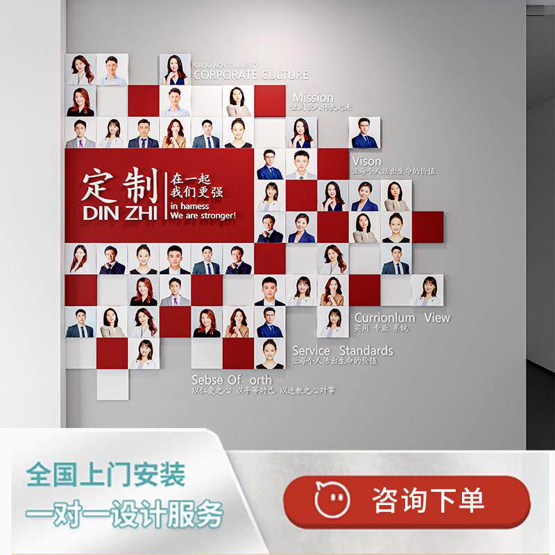 公司企业文化亚克力磁吸可更换照片墙员工团队风采合作师资介绍墙