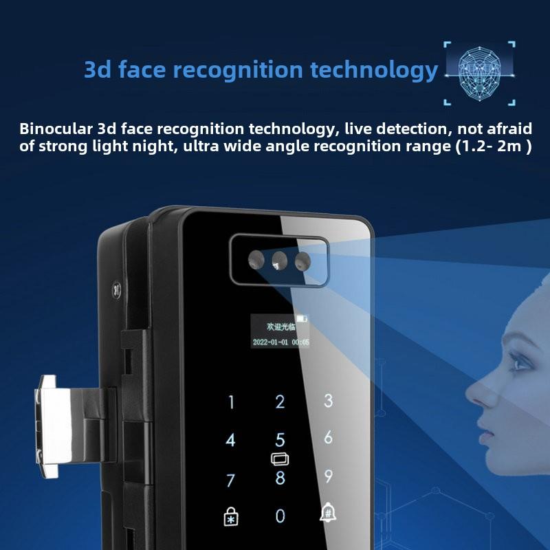 慧锁3D人脸指纹玻璃门锁办公室单双开密码刷卡智能电子磁卡感应锁