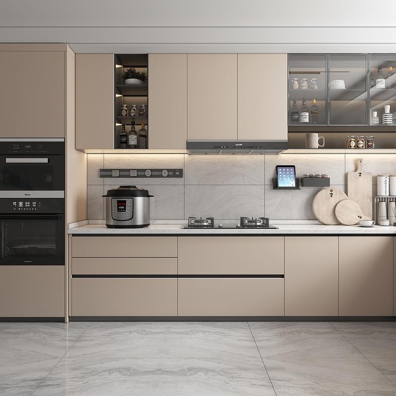 佐拉丽全屋定制橱柜开放式厨房L型灶台柜定做石英石台面整体厨柜