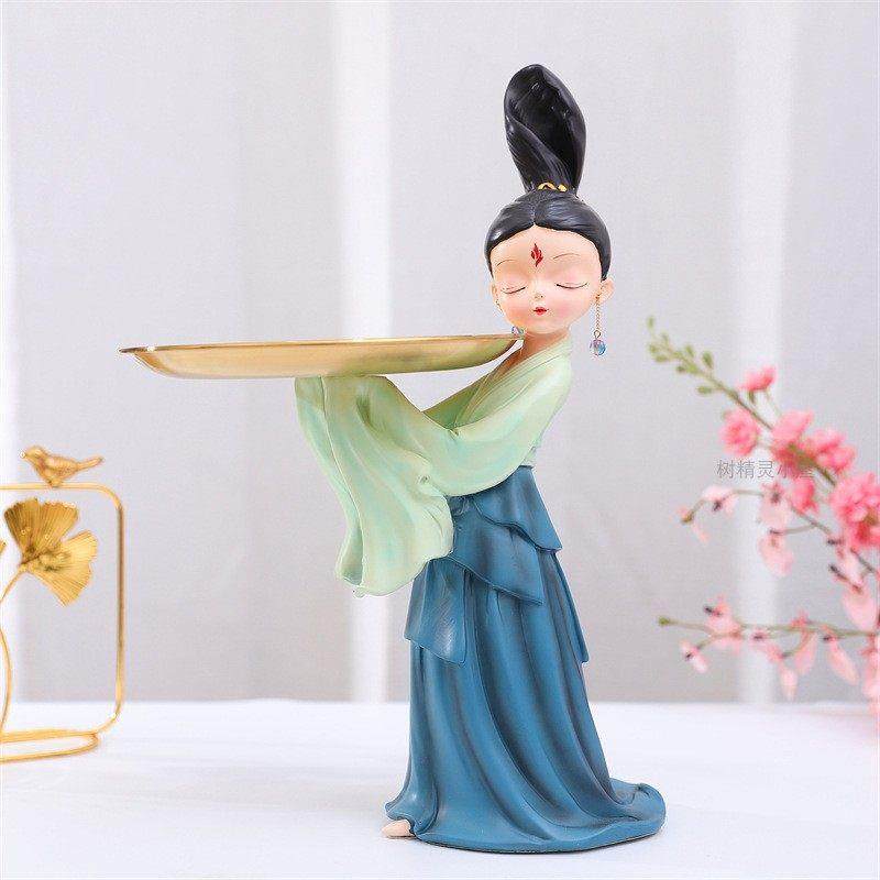 创意覆古仕女玄关钥匙托盘收纳大摆件客厅茶几桌面摆设电视柜装饰,家居饰品,装饰摆件,淘宝优惠券,粉丝福利购,淘宝优惠卷