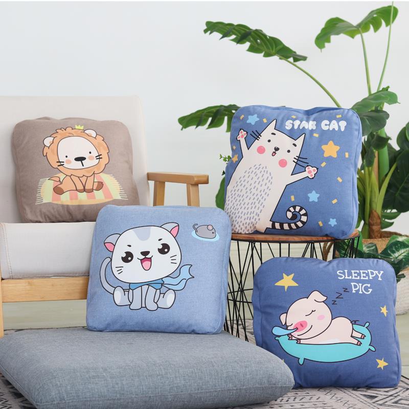 卡通抱枕被子两用靠背垫汽车抱枕毯沙发枕头被午睡毯珊瑚绒二合一