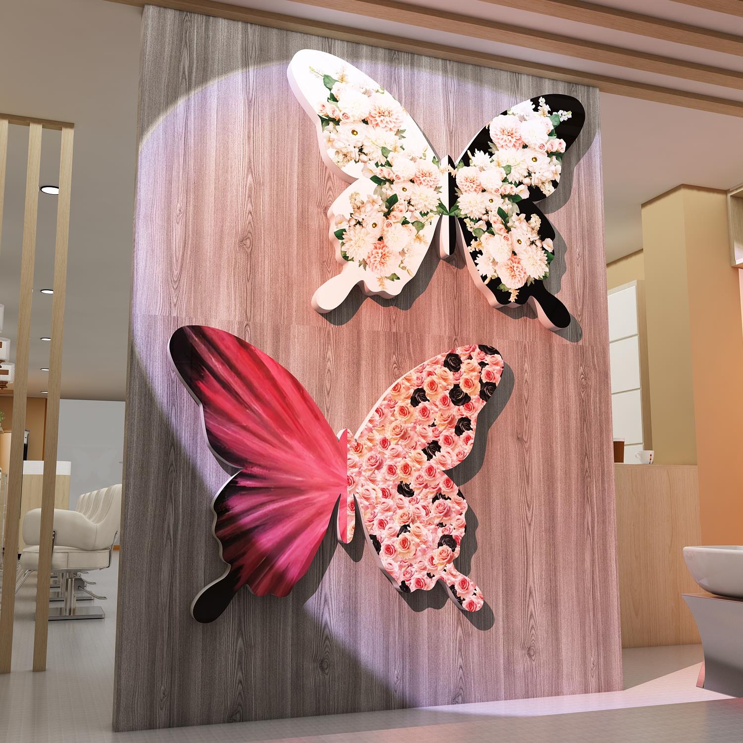 美容院装饰品房间氛围布置网红美理髲店打卡拍照区形象墙面高级感