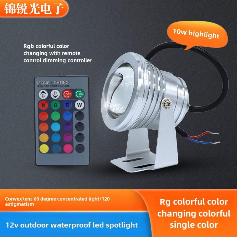 12Vled防水射灯10W超亮彩色Rgb彩色变换射灯Ktv氛围户外景观灯喷